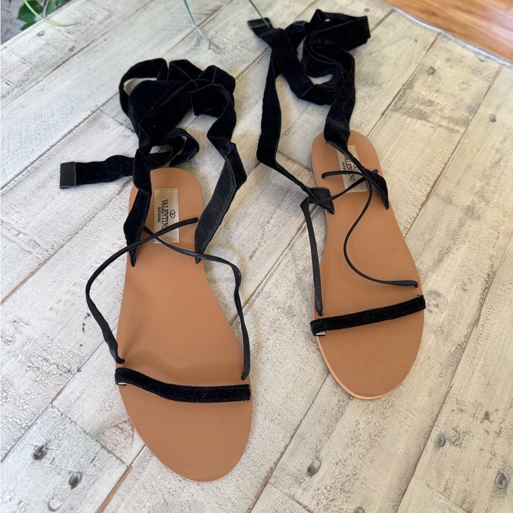 Valentino Garavani Black Velvet Sandals